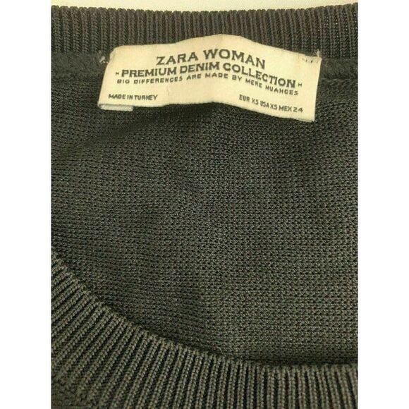 Zara Womens Solid Black Long Sleeve Mesh Crew Neck Sweater Top Xs - Picture 5 of 6